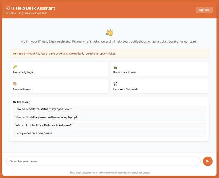 IT help desk assistant chatbot